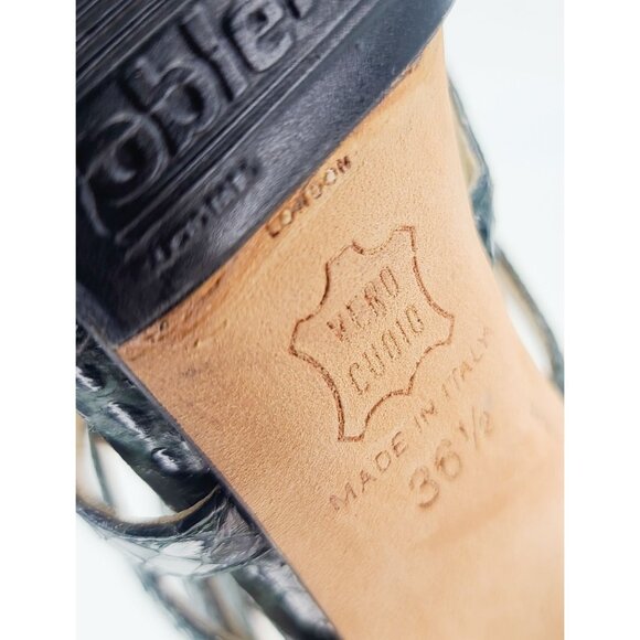 JIMMY CHOO Heels Green ELAPHE Gladiator Snakeskin Caged Sandals Size 36.5 - Picture 7 of 7